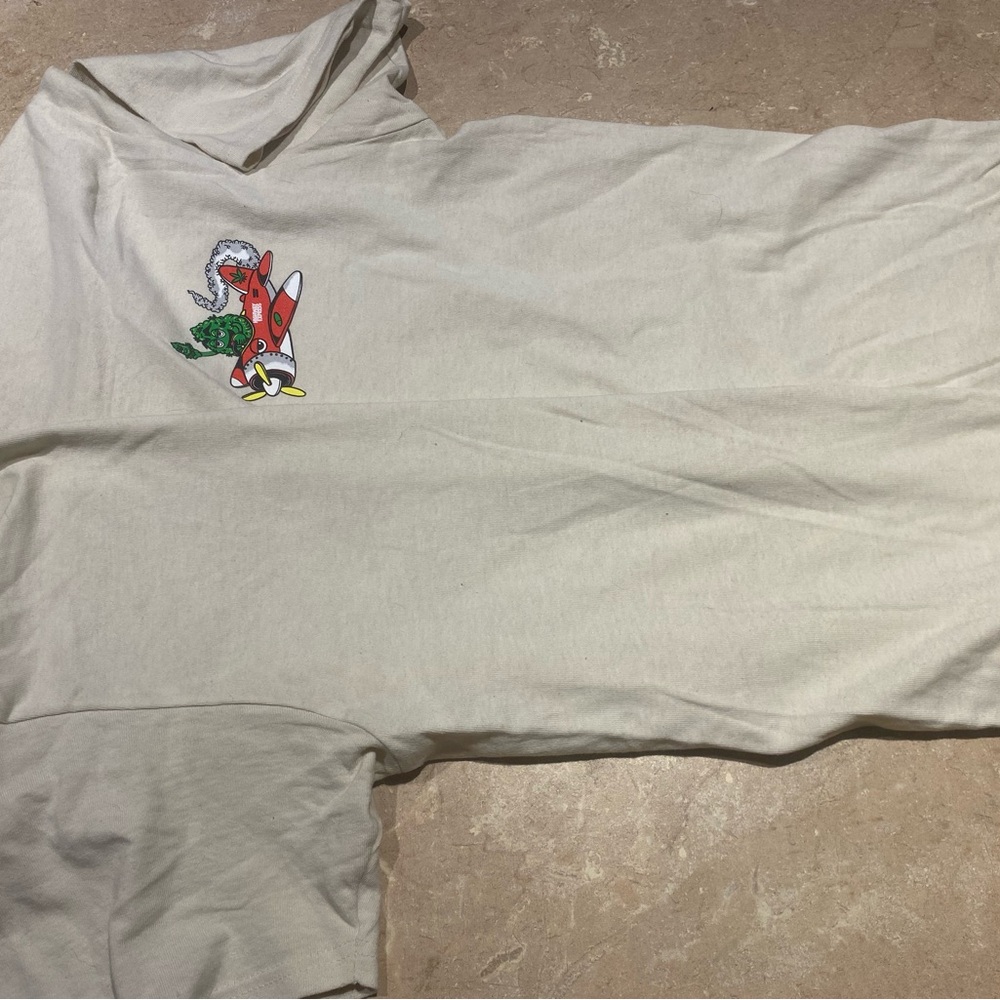 Cream Hoodie with Embroidered Design